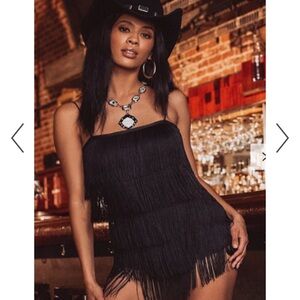 Riot Black Fringe Jumpsuit